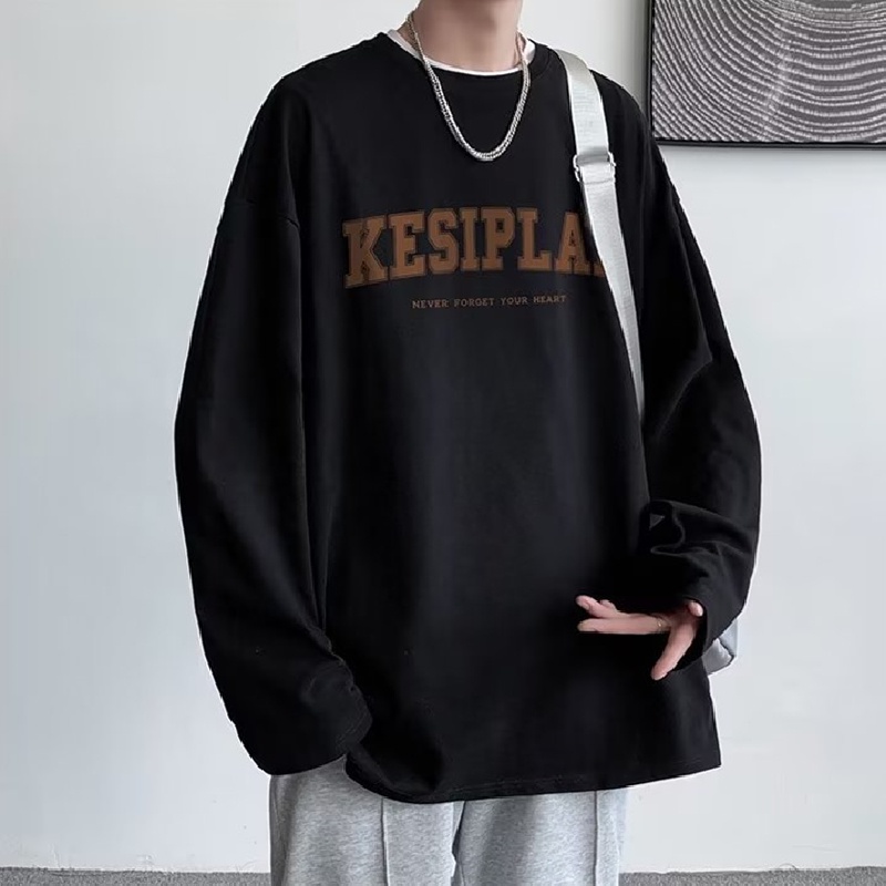 Áo Thun Tay Dài Dáng Rộng In Họa Tiết Hoạt Hình Phong Cách Hip Hop Đường Phố Cho Nam size M-5XL