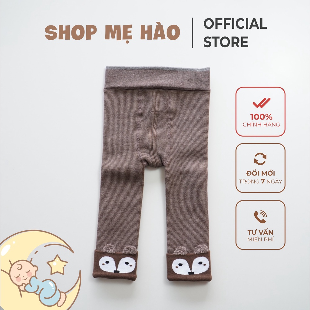 Quần legging nỉ lót nhung tai gấu cho bé gái 0-4 tuổi