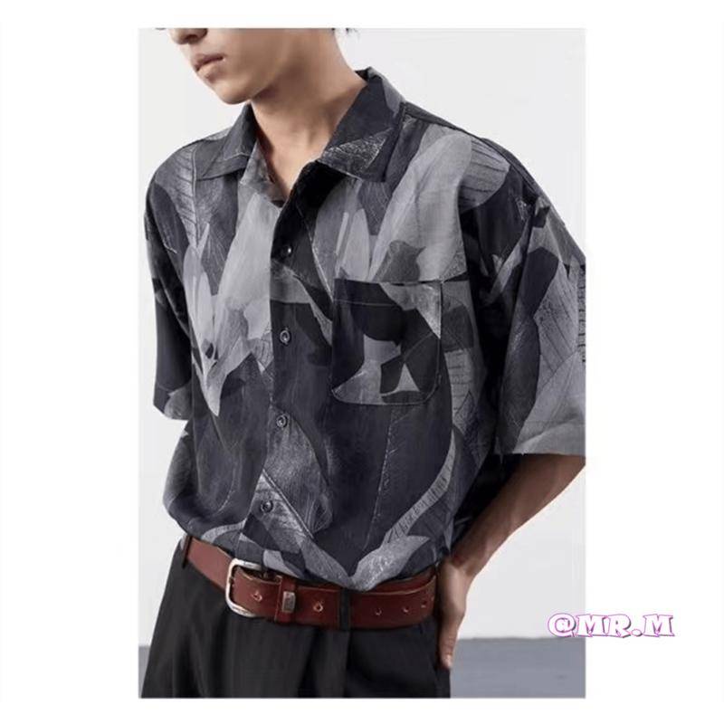 Áo Sơ Mi Nam Ngắn Tay Họa Tiết Hoa Văn