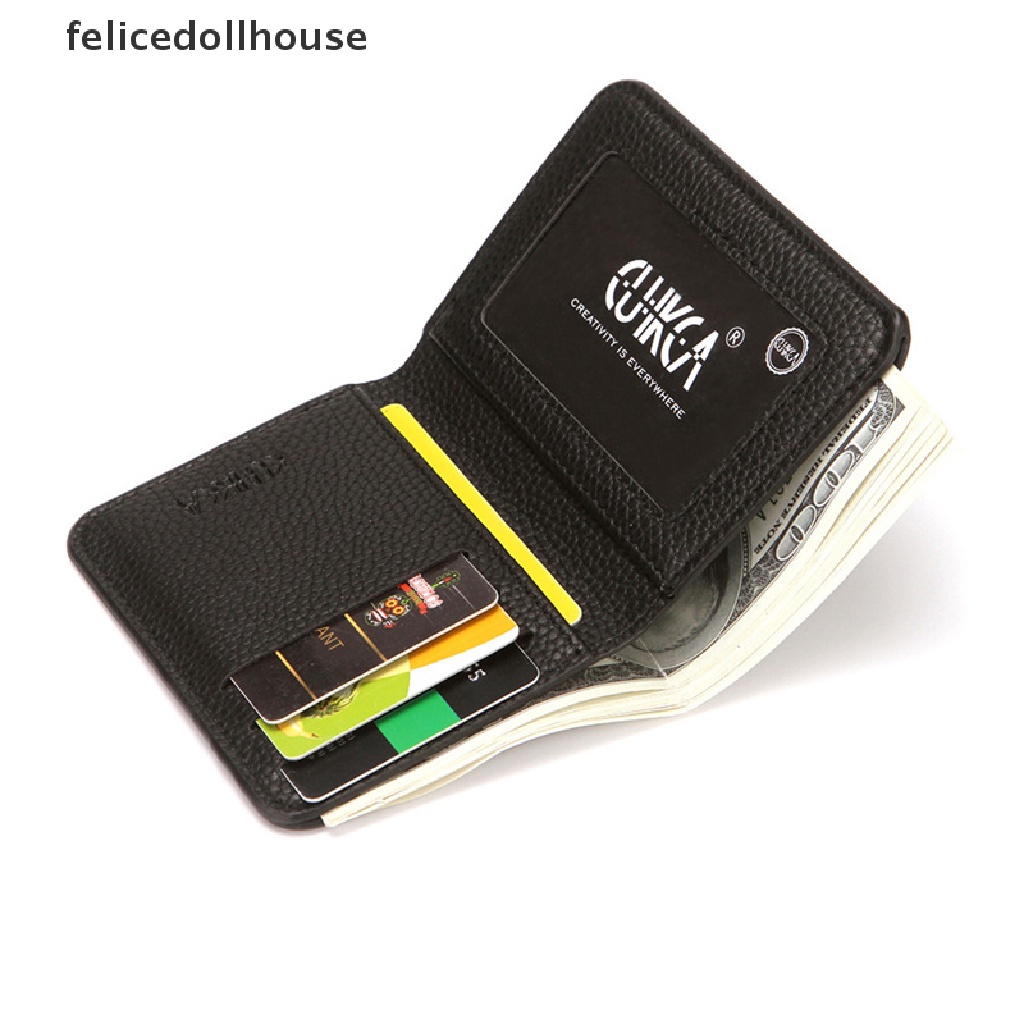 Ví da PU Fellicedollhouse đựng tiền xu / thẻ tín dụng nhỏ gọn cho nam