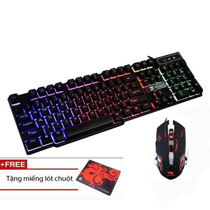 Combo Bàn Phím Giả Cơ Và Chuột Led 7 Màu R8 1822 - X9 (Đen) + Tặng Lót Chuột - NK