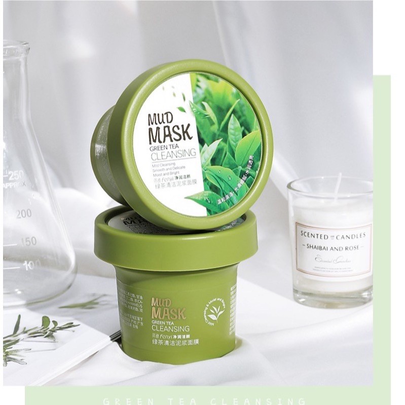 Mặt Nạ Bùn Trà Xanh Làm Sạch Mụn Đầu Đen Kiềm Dầu Làm Sáng Da Fenyi 100g
