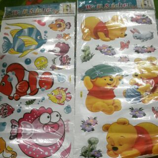 Decal- sticker gấu pooh/sinh vật biển