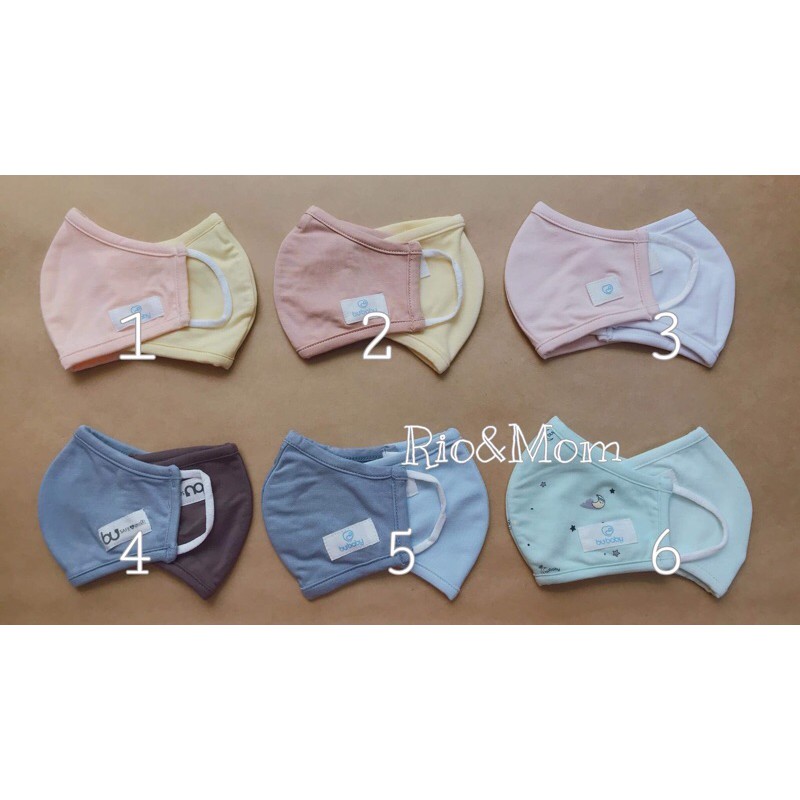 Khẩu trang vải cho bé Bu Baby 100% sợi tre thoáng khí mềm mại 0-6y