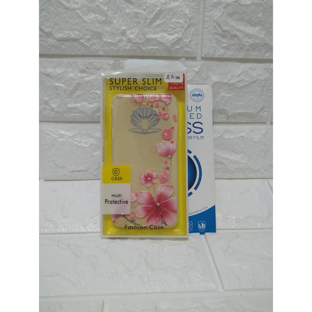 Ốp lưng thời trang in hình viền đính đá cho Samsung J5 Prime