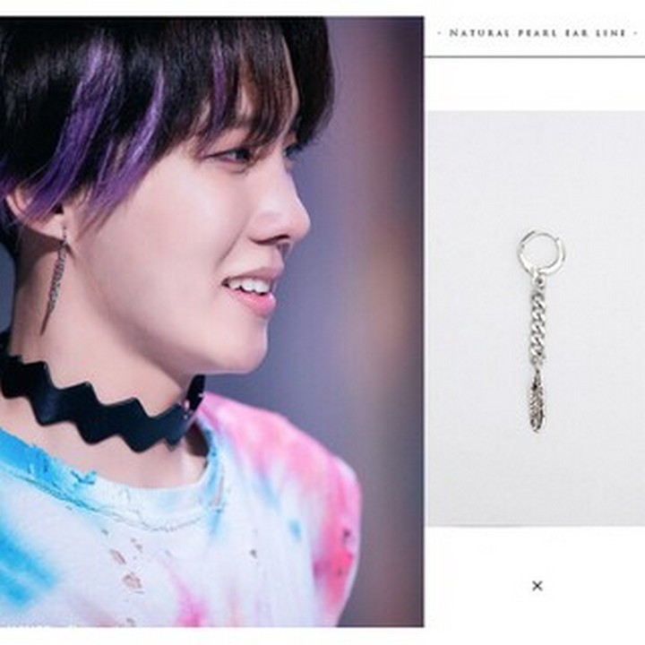 Khuyên tai jhope bạc lông vũ bông tai trang sức phụ kiện nữ phong cách Hàn Quốc không han gỉ
