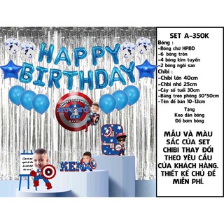 Set trang trí tiệc sinh nhật bé, Chibi và bóng