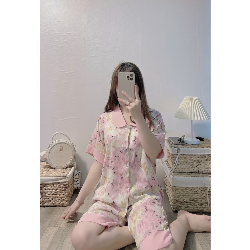 Đồ Bộ Pijama Nữ Lụa Mango Cao Cấp,Tay Ngắn Quần Lửng,Mềm Mượt