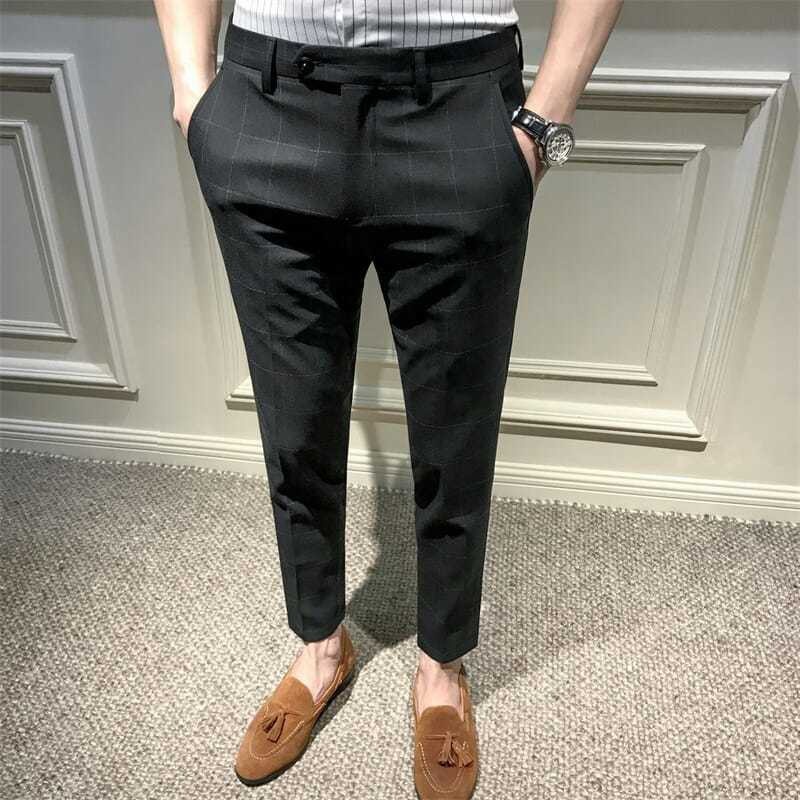 Quần Dài Nam Ca Rô Đen Thời Trang Hàn Quốc Cá Tính
