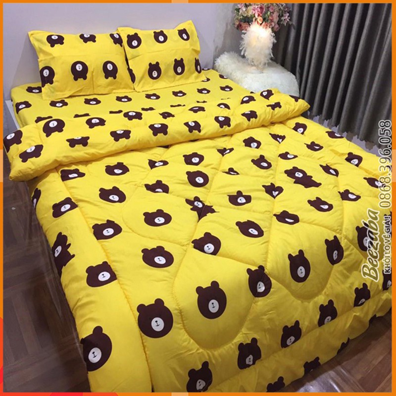 [CHỌN MẪU] 5 Món Bộ Chăn Phao Ga Gối poly cotton [Rẻ Nhất] [ 1 Chăn phao + 1 Ga chun + 2 Vỏ gối nằm + 1 Vỏ gối ôm ]