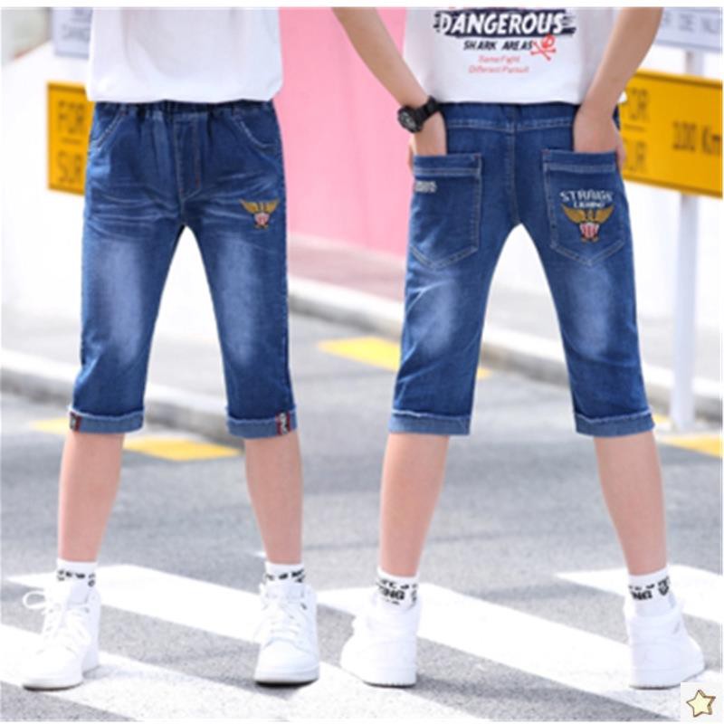 Quần Jeans Lửng Lưng Cao Thời Trang Mùa Hè Dành Cho Bé Trai 5-12 Tuổi