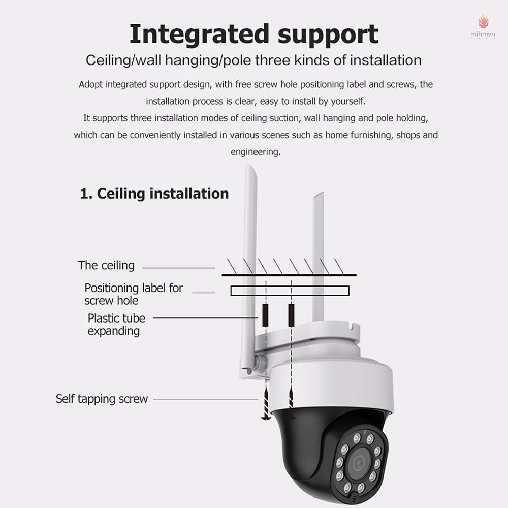 Camera an ninh không dây kết nối wifi 3MP có chế độ nhìn đêm/ phát hiện chuyển động/pP/IP66 chống thấm nước PTZ
 | BigBuy360 - bigbuy360.vn