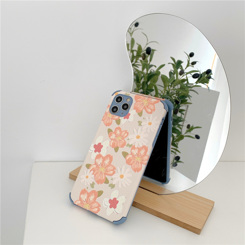 Ốp điện thoại da mềm in hoa bốn góc chống rơi cho iPhone 12 Pro Max iP11 x XR 6 7 8 Plus | BigBuy360 - bigbuy360.vn