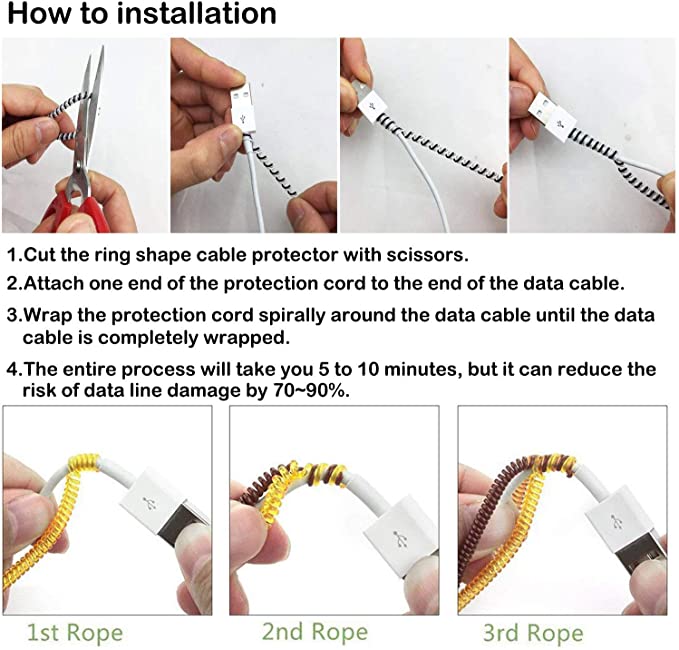 Dây quấn bảo vệ cáp sạc USB chống đứt dài 1.4m chất lượng cao tiện dụng