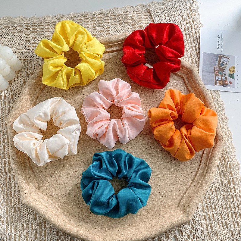 【QM】 Dây cột tóc vải satin màu trơn phong cách hàn quốc thời trang xinh xắn (Hair Scrunchies)