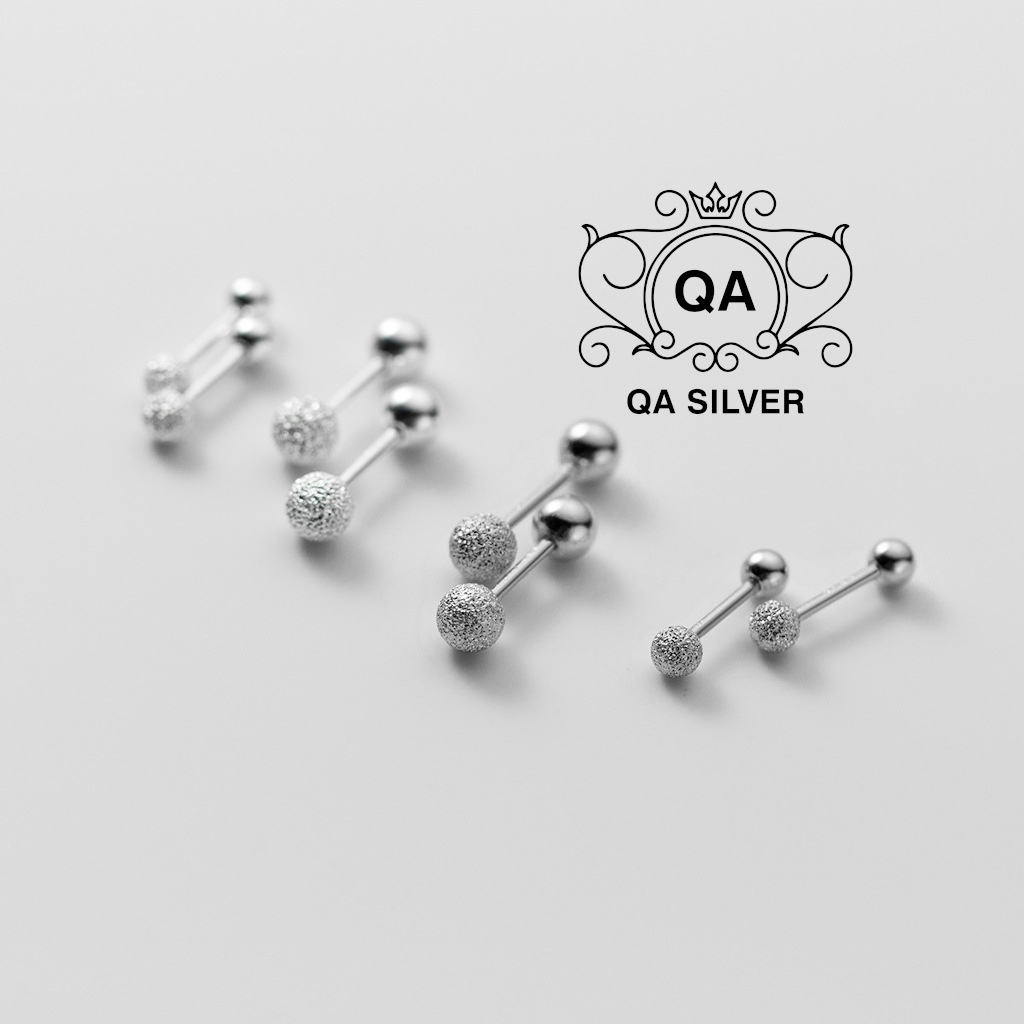 Bông tai bạc 925 nhám chốt bi vặn khuyên nam nữ tối giản S925 MINIMAL Silver Earrings QA SILVER EA220703