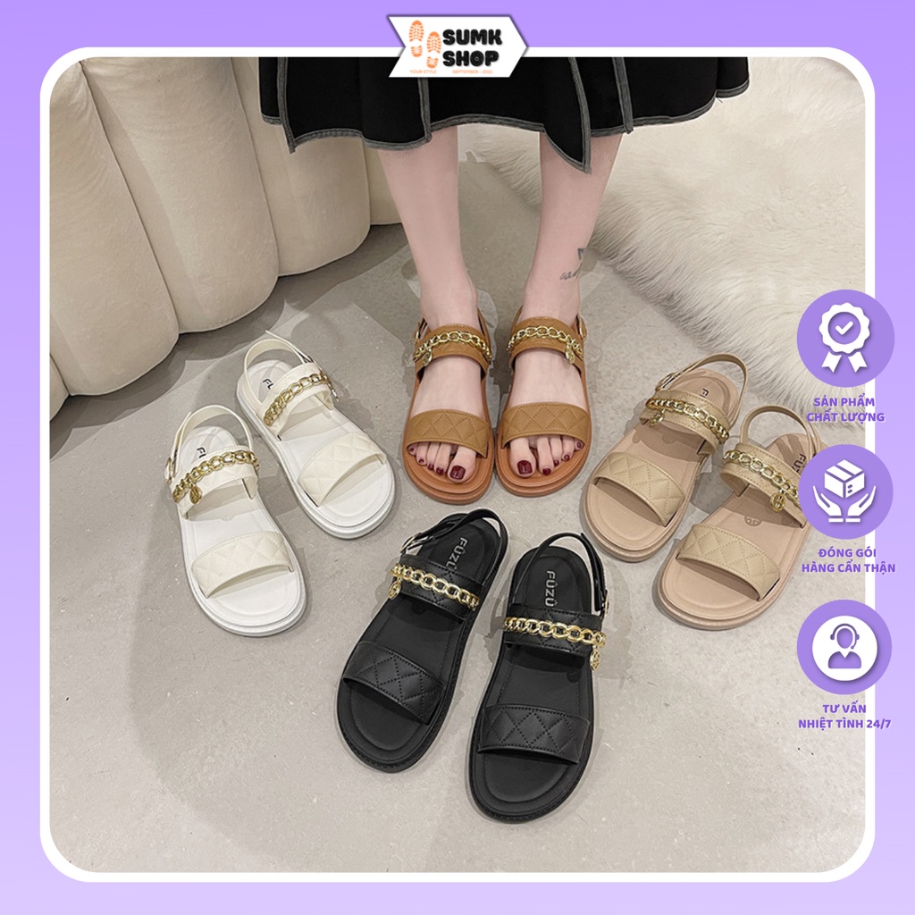 Dép quai ngang, sandal nữ bản to chất cao su siêu nhẹ, mềm dẻo êm chân