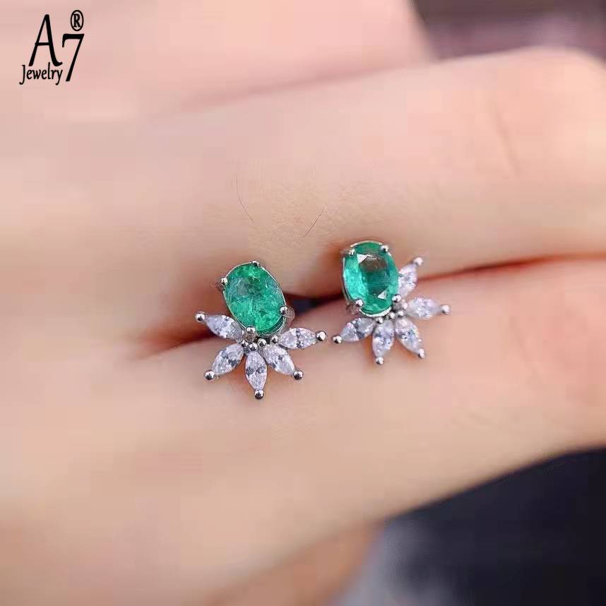 Bông Tai Đính Ngọc Lục Bảo A7