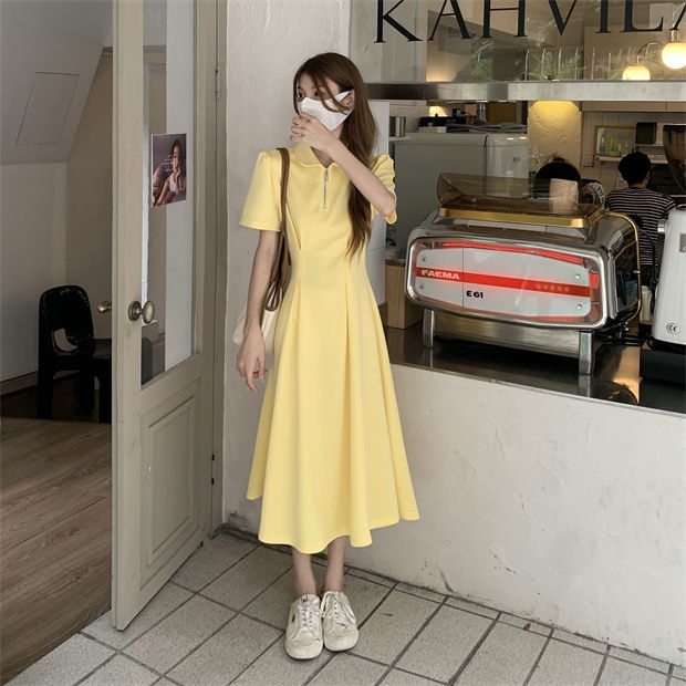 Đầm Tay Ngắn Cổ Polo Dáng Ôm Thời Trang Trẻ Trung Cho Nữ