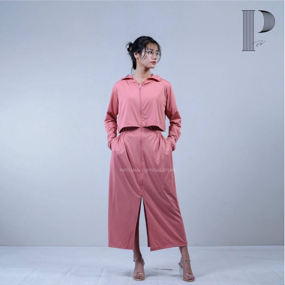 Áo chống nắng toàn thân PATO khoác nắng nữ dáng dài kiểu mới cách điệu chất thông hơi