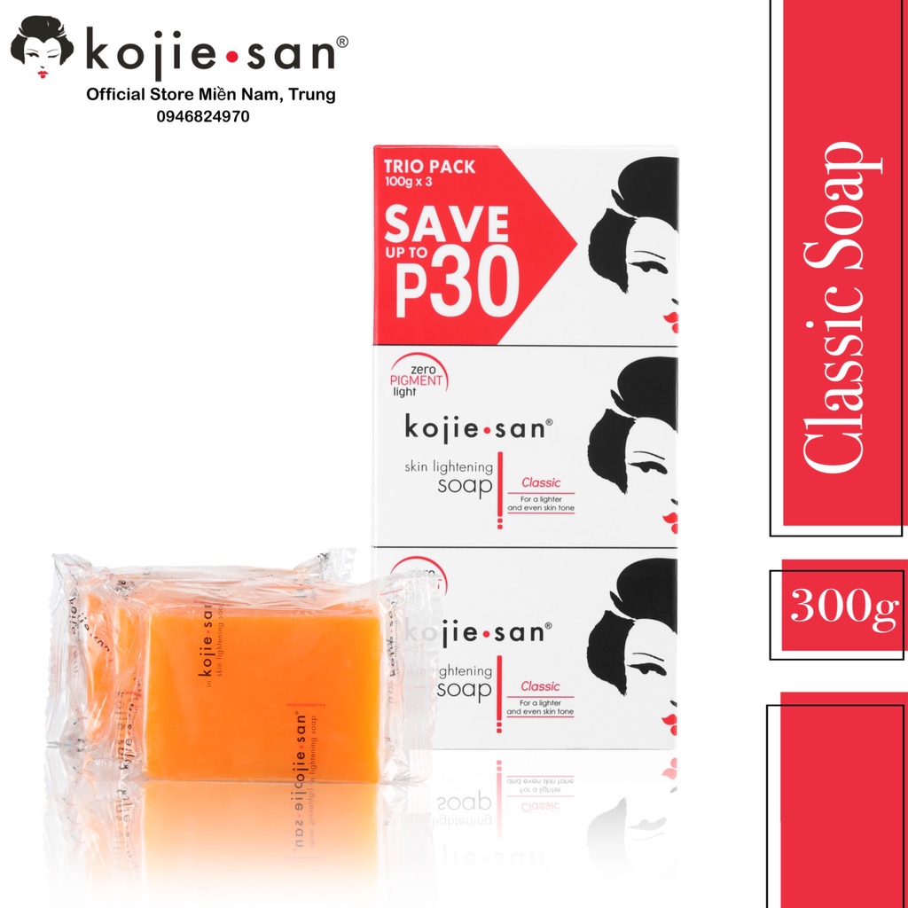 Set 3 xà phòng tắm trắng Kojiesan soap 300g [mỗi soap 100g]