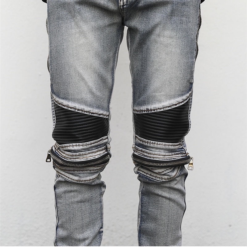 BIKER JEANS - QUẦN JEANS PHỐI KHOÁ ĐẦU GỐI