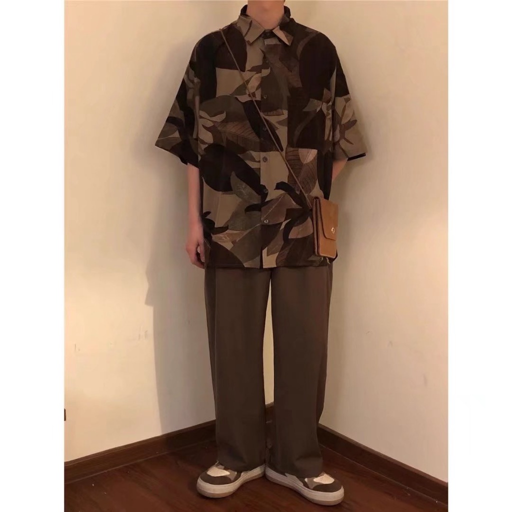 Áo Sơ Mi Ngắn Tay Phong Cách Harajuku Mới Mẻ Đơn Giản Trẻ Trung Dành Cho Nam