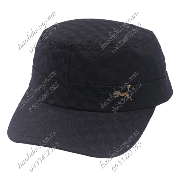 Nón kết đầu bằng có đuôi logo con báo kim loại độc đáo - Đen