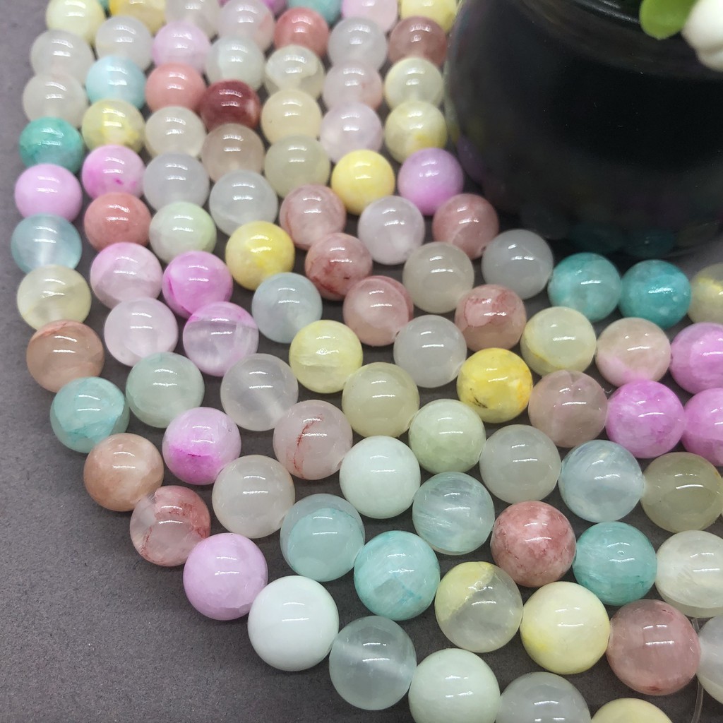 Đá chrysoprase tròn nhiều màu sắc kích thước 4-12mm dành cho làm trang sức thủ công