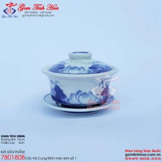 Cốc trà cung đình men dong cổ vẽ hoa sen