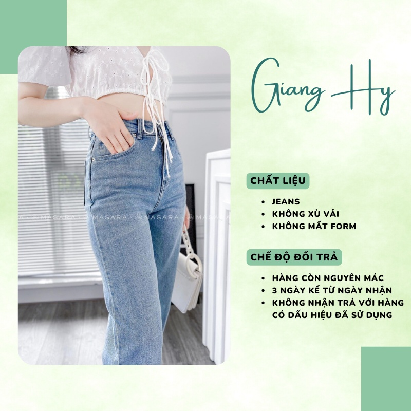 Quần jean nữ ống đứng quần bò nữ lưng cao ống suông đứng JEAN GẤP GẤU