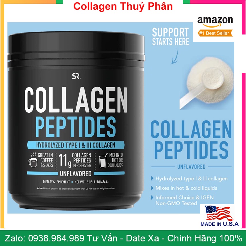 [Date Mới] Collagen peptides, Bột Collagen thuỷ phân USA Chống Lão Hoá, Đẹp Da Tóc,Cơ Xương Khớp GYM-KETO, Hộp 500gam