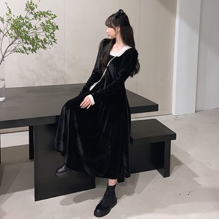 [Thanh Lý] D79 - Đầm Bigsize Nhung Dài Cổ Điển