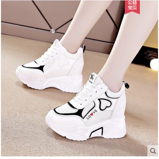 T17 giầy thể thao nữ độn đế họa tiết đơn giản thời trang
