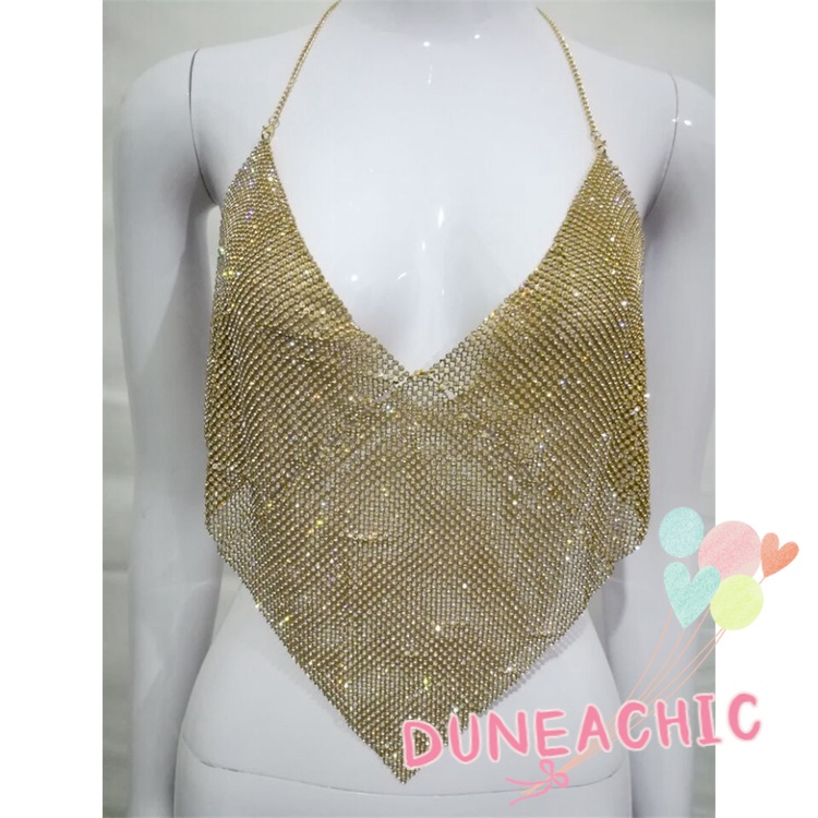 DUNEA Áo Tank Top Phối Dây Xích Kim Loại Quyến Rũ Cá Tính Cho Nữ