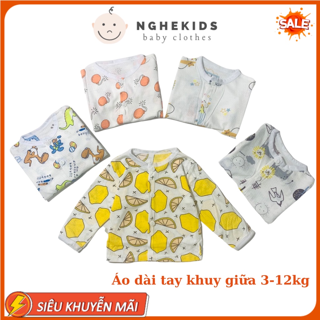 Combo  2 áo dài tay cho bé , áo cho bé sơ sinh Quần áo bé trai bé gái ao be trai