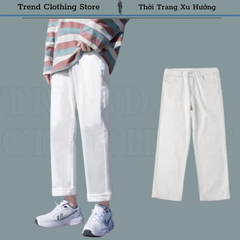 Quần Jean Nam, Nữ Quần Baggy Trắng Ống Xuông Rộng Style Hàn Quốc 2022-Trend Clothing! !