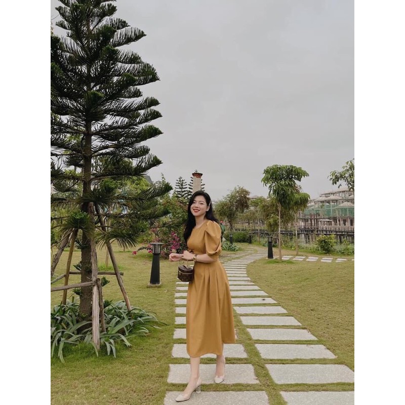 [Mã WASTMAY giảm 15% tối đa 30K đơn 150K] ⚡️BÁN SỈ⚡️Đầm xoè ly eo tay bồng 2 màu be , vàng | BigBuy360 - bigbuy360.vn