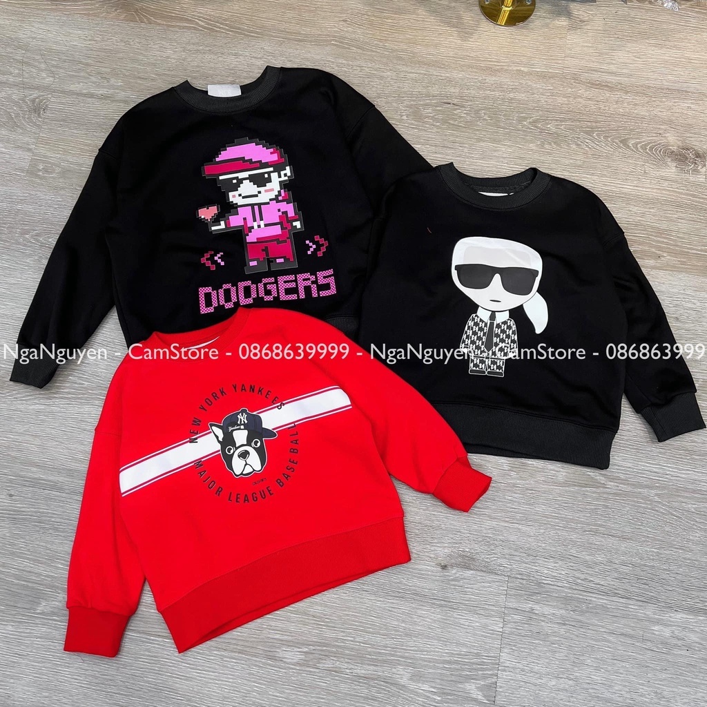 Áo sweater Mario logo thêu cho bé , áo nỉ cổ tròn unisex trẻ em , TP KIDs