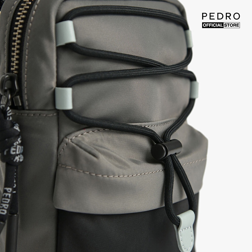 PEDRO - Túi đeo chéo nam chữ nhật phối dây rút Mini Nylon PM2-25210193-01