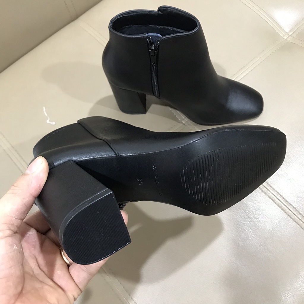 Giầy Bốt Nữ Da Thật Gót Trụ Cao 7cm Mũi Vuông VNXK