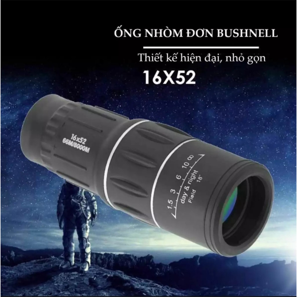 Ống nhòm kẹp điện thoại cao cấp Binocular Bushnell 16x52 Đen Hàng Chính Hãng