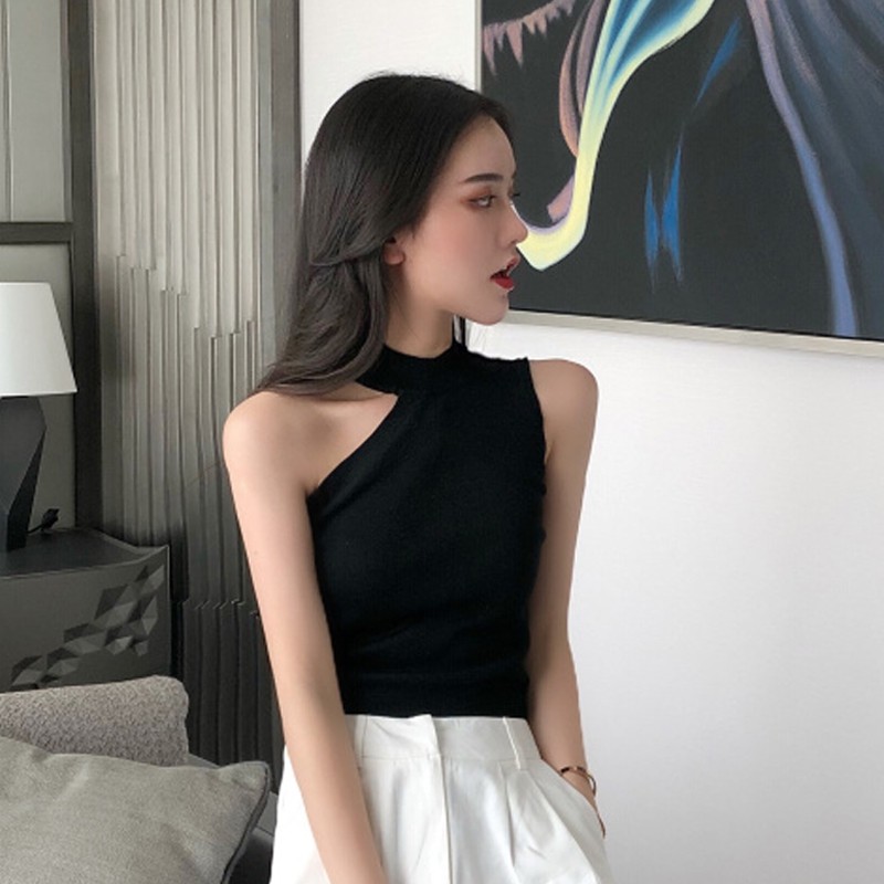 Xiaozhainv Áo len không tay dáng ôm gợi cảm thời trang Hàn Quốc