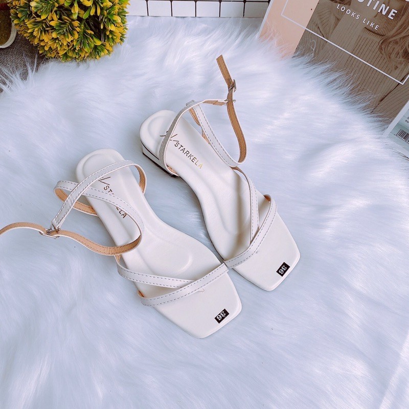 [Video ảnh thật] DÉP SANDAL NỮ QUAI MẢNH CHÉO GÓT VUÔNG 4p DA LÌ MỀM MỊN