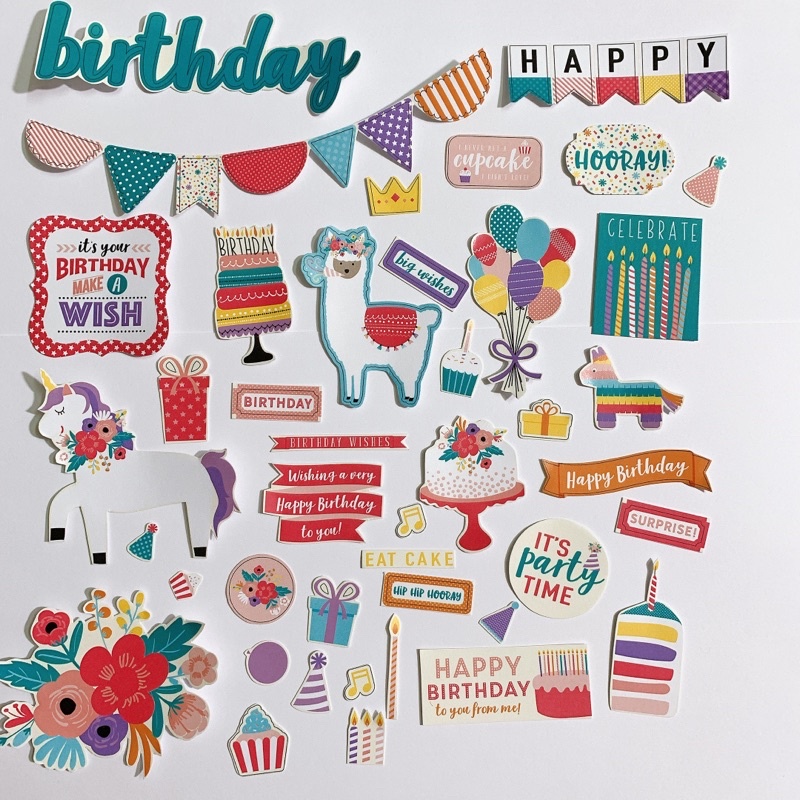 Die cut sticker Happy Birthday girl dùng trang trí love box, scrapbook, khung ảnh 3D