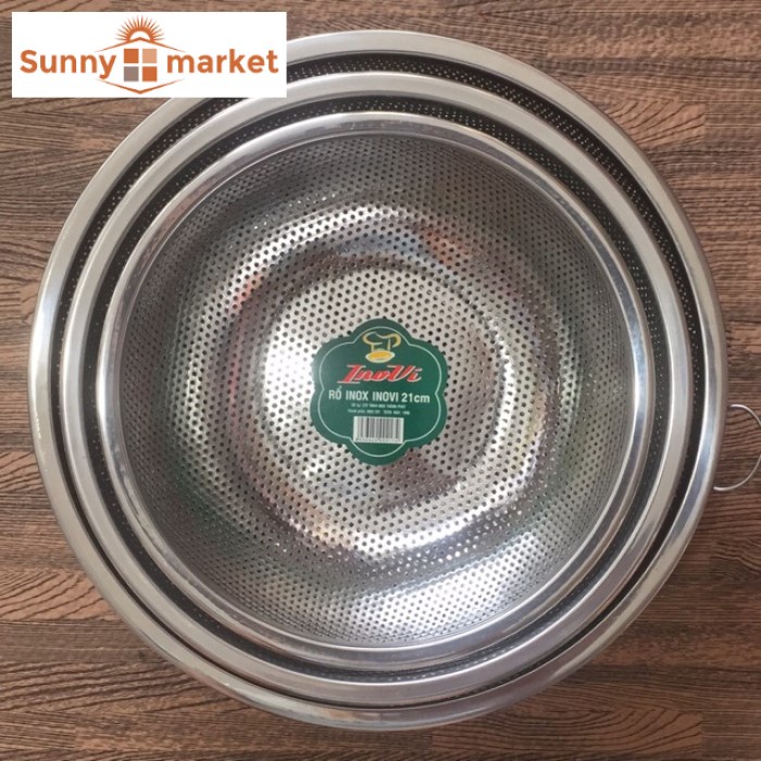 Rổ rá inox cao cấp dày dặn, siêu bền đẹp đường kính 21cm