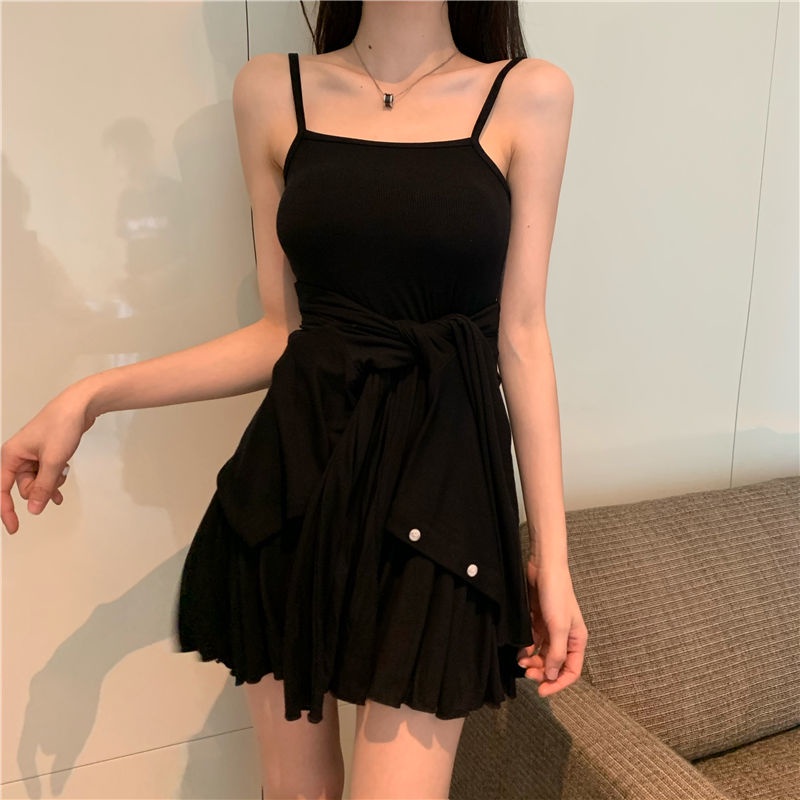 COZOK Set Đầm Sát Nách + Áo Khoác cardigan Chống Nắng Dễ Phối Đồ Cho Nữ