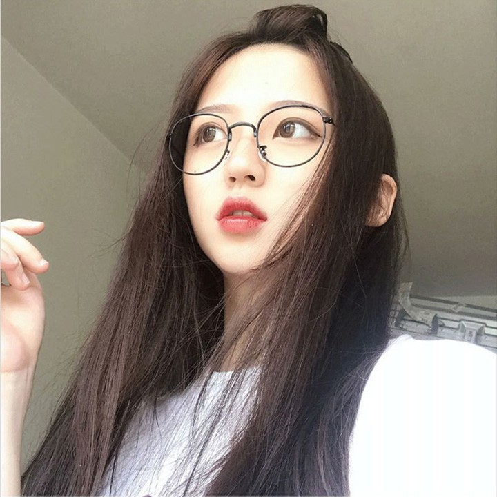 Kính Gọng Kim Loại Mắt Tròn Cube Bản 2 Màu Thay Được Mắt Cận