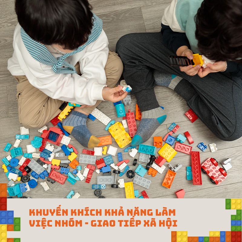 Lego Duplo 195 chi tiết, Mô hình người máy biến hình Ô tô, Xe cẩu, Máy xúc hãng Feelo - Đồ chơi thông minh cho bé