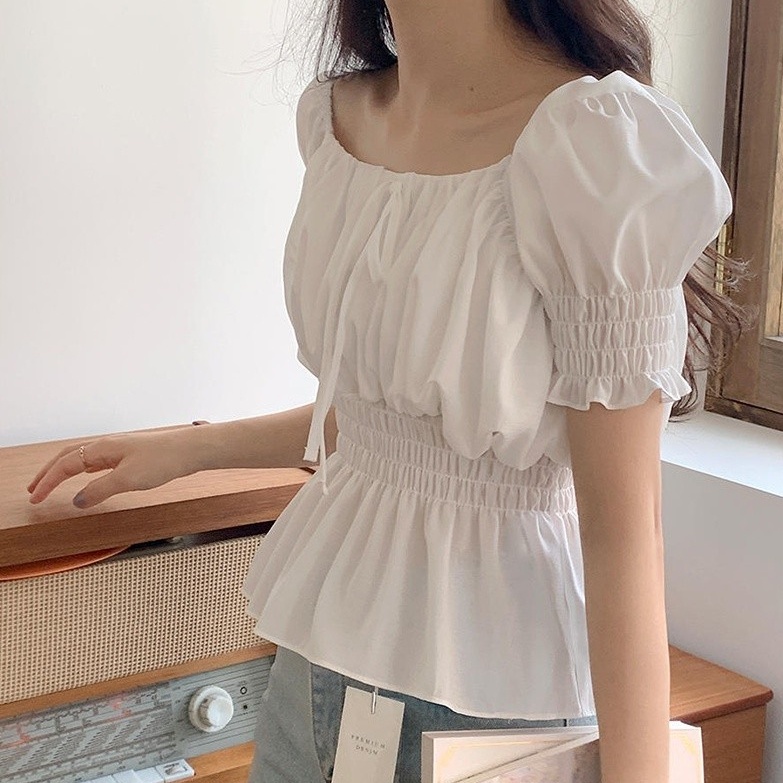 SUXI Áo Sơ Mi Dáng Rộng Màu Trơn Thời Trang Mùa Hè Hàn Quốc Dễ Thương